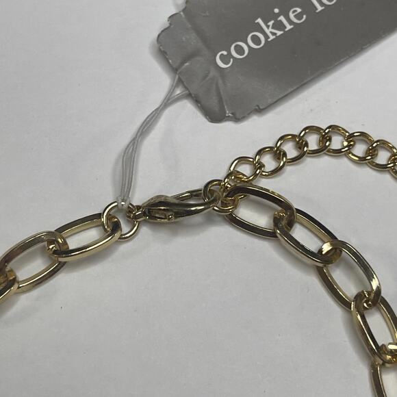 Cookie Lee necklace Chrome Gray and Red statement signed jewelry in gold tone - Picture 5 of 13